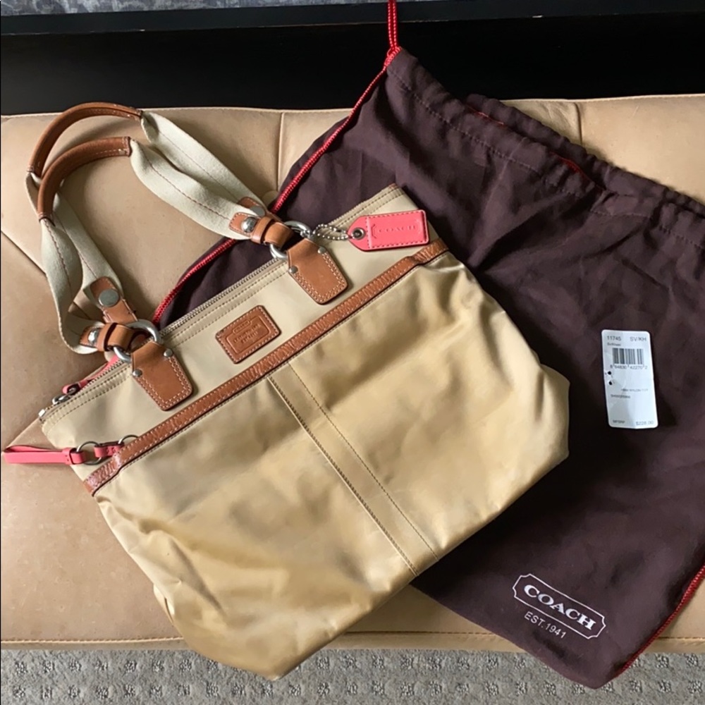 Authentic Coach Khaki Nylon Tote bag